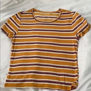 PACSUN BASICS YELLOW STRIPED T-SHIRT (S)
